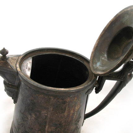 13" VINTAGE Antique? 1854 REED & BARTON SILVER Plate Etched SILVERPLATE Ice Water PITCHER