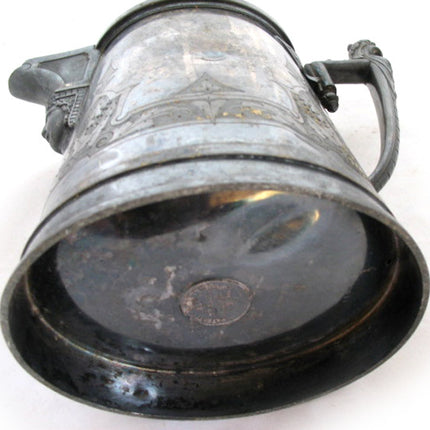 13" VINTAGE Antique? 1854 REED & BARTON SILVER Plate Etched SILVERPLATE Ice Water PITCHER
