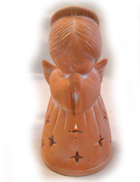NEW Box CHRISTMAS Holiday PRAY PRAYING 6in ANGEL Clay CANDLE HOLDER HOUSE OF LLOYD