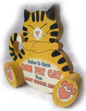 HOUSE of LLOYD Yellow FAT CAT Home/Kitchen/Table/Wall Decor Wood Funny Sign