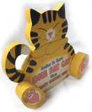 HOUSE of LLOYD Yellow FAT CAT Home/Kitchen/Table/Wall Decor Wood Funny Sign