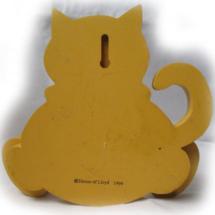 HOUSE of LLOYD Yellow FAT CAT Home/Kitchen/Table/Wall Decor Wood Funny Sign