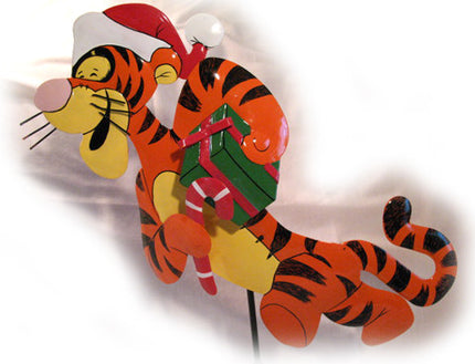 CHRISTMAS Day Holiday DISNEY TIGGER TIN METAL Animal Cartoon Character Characters Disneyana Collectible Collectibles Home Decor Decorations