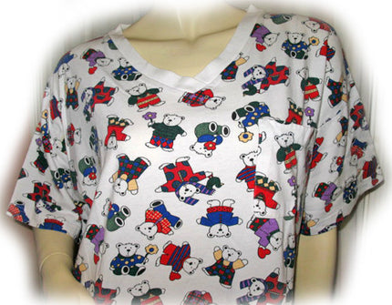 Women's Dresses Womens Shirt Dress Night Dress Nighty Nightgown Nightwear Night Gown Sleepwear Sleeping Sleep Wear Loungewear Lounge Wear T-Shirt Tops White Multicolor BEAR BEARS Pattern Animal Print Animals Prints Printed Pattern Women Casual Comfortable Clothes Clothing