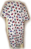 Womens White Multicolor Bear Bears Print V-Neck T-Shirt Dress Tee Short Sleeve Sleepwear L