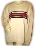 ST. JOHN'S BAY Mens Sweaters For Men Women Pullover Crew Neck Sweater Top Size XXL Ivory Cream Striped Pattern Long Sleeve Fall Winter Clothes Clothing