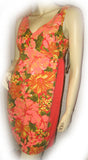 NEW NWT ORANGE Hawaiian Floral Hibiscus Flowers Sleeveless MINI DRESS Summer M 7