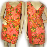 NEW NWT ORANGE Hawaiian Floral Hibiscus Flowers Sleeveless MINI DRESS Summer M 7