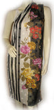 Womens Black and White Stripe Striped Hawaiian Floral Spring Flowers SCARF SCARVES WRAP 64" x 16.5"