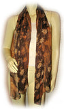 NEW Womens Brown Sheer Floral Print Flowers Pattern SCARF SCARVES WRAP 64" x 20"