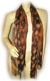 NEW Womens Brown Sheer Floral Print Flowers Pattern SCARF SCARVES WRAP 64" x 20"