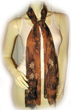 NEW Womens Brown Sheer Floral Print Flowers Pattern SCARF SCARVES WRAP 64" x 20"