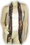 NEW Womens BROWN Floral Flowers Leaves Pattern Print SCARF SCARVES WRAP 65"x6.5"