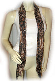 NEW Womens BROWN Floral Flowers Leaves Pattern Print SCARF SCARVES WRAP 65"x6.5"
