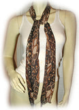 NEW Womens BROWN Floral Flowers Leaves Pattern Print SCARF SCARVES WRAP 65"x6.5"