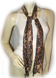 NEW Womens BROWN Floral Flowers Leaves Pattern Print SCARF SCARVES WRAP 65"x6.5"