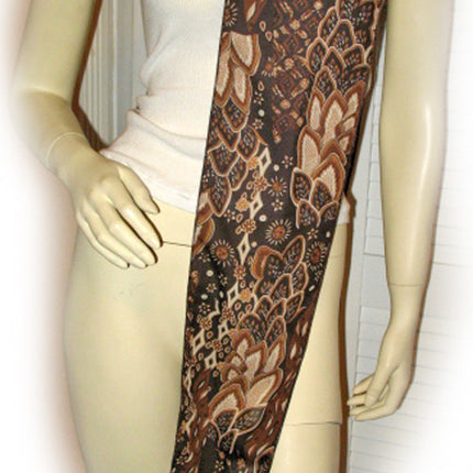 New Vintage Y2K 90s Scarf Scarves 65in X 6.5in Foliage/Floral Print Brown Preppy