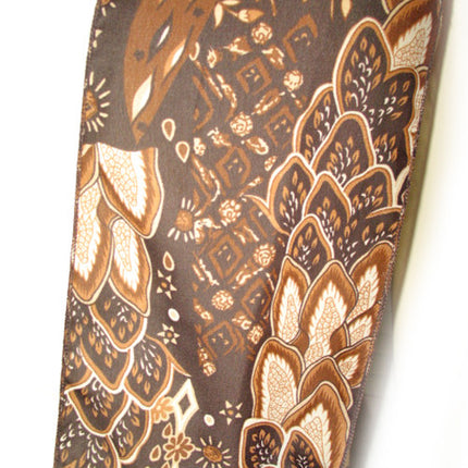 New Vintage Y2K 90s Scarf Scarves 65in X 6.5in Foliage/Floral Print Brown Preppy