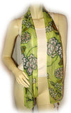 NEW Womens GREEN Hawaiian Spring Floral Flowers Print SCARF SCARVES WRAP 62"x11"