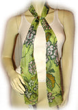 NEW Womens GREEN Hawaiian Spring Floral Flowers Print SCARF SCARVES WRAP 62"x11"