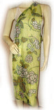 NEW Womens GREEN Hawaiian Spring Floral Flowers Print SCARF SCARVES WRAP 62"x11"