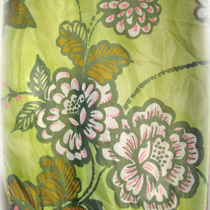 New Vintage Y2K 90s Scarf Scarves Wrap 62"X11" Floral Print Green Made in Italy