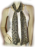NEW Womens BLACK Mint GREEN ANIMAL LEOPARD Print SCARF SCARVES WRAP 60" x 9.5"