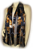 NEW Womens NAVY BLUE Stripe Gold CAT Animal Print SCARF SCARVES WRAP 58" x 13.5"