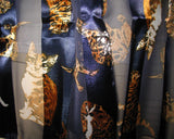 NEW Womens NAVY BLUE Stripe Gold CAT Animal Print SCARF SCARVES WRAP 58" x 13.5"