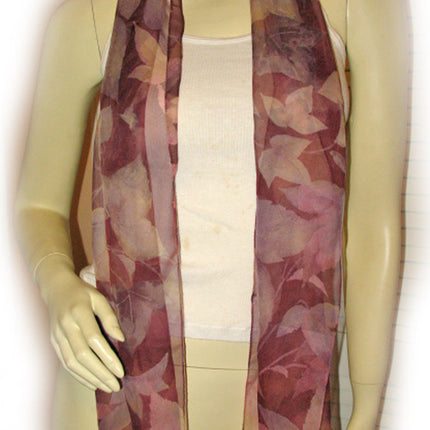 New Vintage Y2K 90s Scarf Scarves Wrap 59.5in X 11.5in Sheer Purple Floral Print