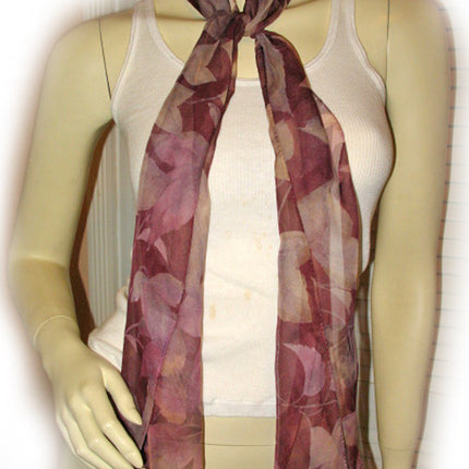 New Vintage Y2K 90s Scarf Scarves Wrap 59.5in X 11.5in Sheer Purple Floral Print