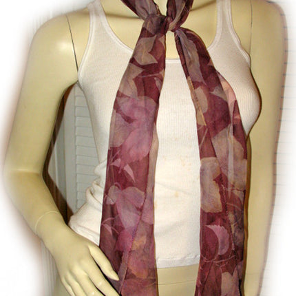 New Vintage Y2K 90s Scarf Scarves Wrap 59.5in X 11.5in Sheer Purple Floral Print