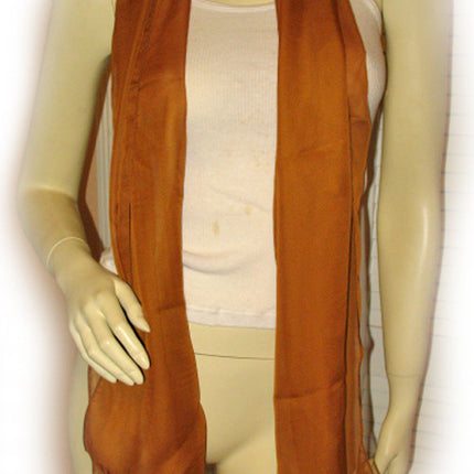 New Vintage Y2K 90s Sheer Scarf Scarves Long Neck Wrap 66in X 20in Brown Preppy