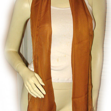 New Vintage Y2K 90s Sheer Scarf Scarves Long Neck Wrap 66in X 20in Brown Preppy