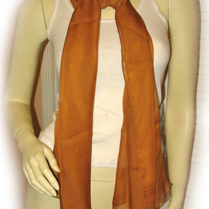 New Vintage Y2K 90s Sheer Scarf Scarves Long Neck Wrap 66in X 20in Brown Preppy
