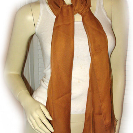New Vintage Y2K 90s Sheer Scarf Scarves Long Neck Wrap 66in X 20in Brown Preppy