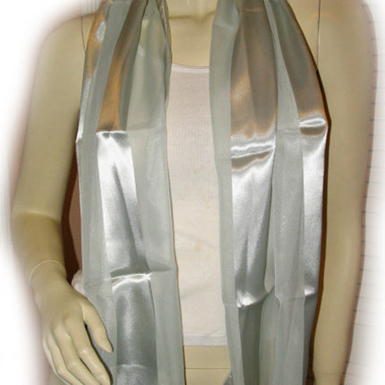 New Vintage Y2K 90s Scarf Scarves Wrap 53" x 14" Striped Gray Mint Green Preppy
