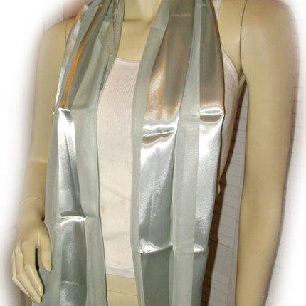 New Vintage Y2K 90s Scarf Scarves Wrap 53" x 14" Striped Gray Mint Green Preppy