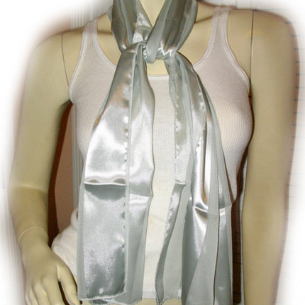 New Vintage Y2K 90s Scarf Scarves Wrap 53" x 14" Striped Gray Mint Green Preppy