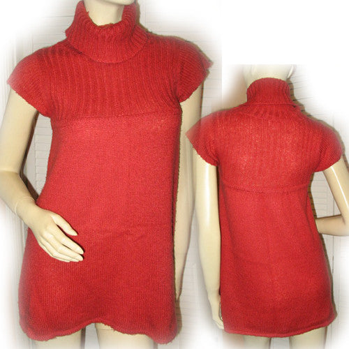 XHILARATION Womens Tops RED ORANGE Cap Sleeve TURTLENECK Winter Fall TOP Blouse Small