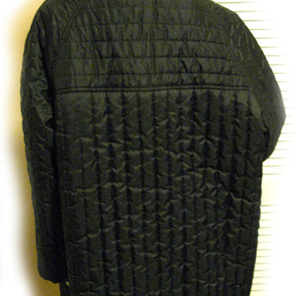 Womens Long Trench Coat Reversible Winter Jacket Black Quilted / Beige Tan Khaki L-XL