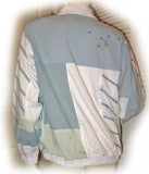 Womens Tops WHITE Blue Green Long Sleeve Floral Flowers Patch Collared Zippered JACKET Women Medium M