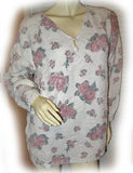Womens Tops White Cream Ivory PINK ROSE ROSES Floral Flowers Prints Pattern MATERNITY Pregnant Pregnancy Wear Long Sleeve TOP Blouse Winter Clothes Clothing