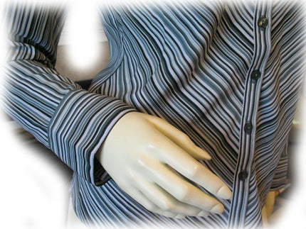 Womens Tops Multi Color Colored WHITE BLACK GREEN Pinstripe Stripe Stripes Striped Line Lines Pattern Long Sleeve Career Office Work Wear Business Attire TOP Blouse size Small Women Cheap Affordable Clothes Clothing Fashion Wear