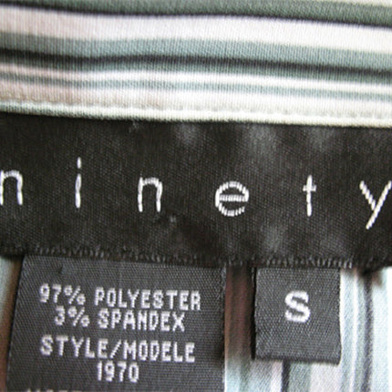 Womens Tops WHITE BLACK GREEN Pinstripe Stripe Pattern Long Sleeve Career Office Wear Business Attire TOP Small