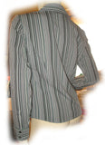 Womens Tops WHITE BLACK GREEN Pinstripe Stripe Pattern Long Sleeve Career Office Wear Business Attire TOP Small