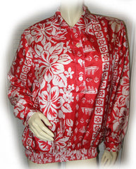 VINTAGE Womens Multicolor Red White Long Sleeve Collar Top Floral Print Anchor Sailboat