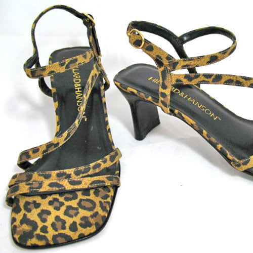 New HILLARD HANSON Womens Shoes Animal Print Prints LEOPARD Pattern Open Toe Toes SANDAL SANDALS Slingback Slingbacks size 6