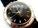 EDISON Womens Mens Unisex BLACK DIAL GOLD Wristwatch WATCH Leather Band