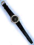 EDISON Womens Mens Unisex BLACK DIAL GOLD Wristwatch WATCH Leather Band